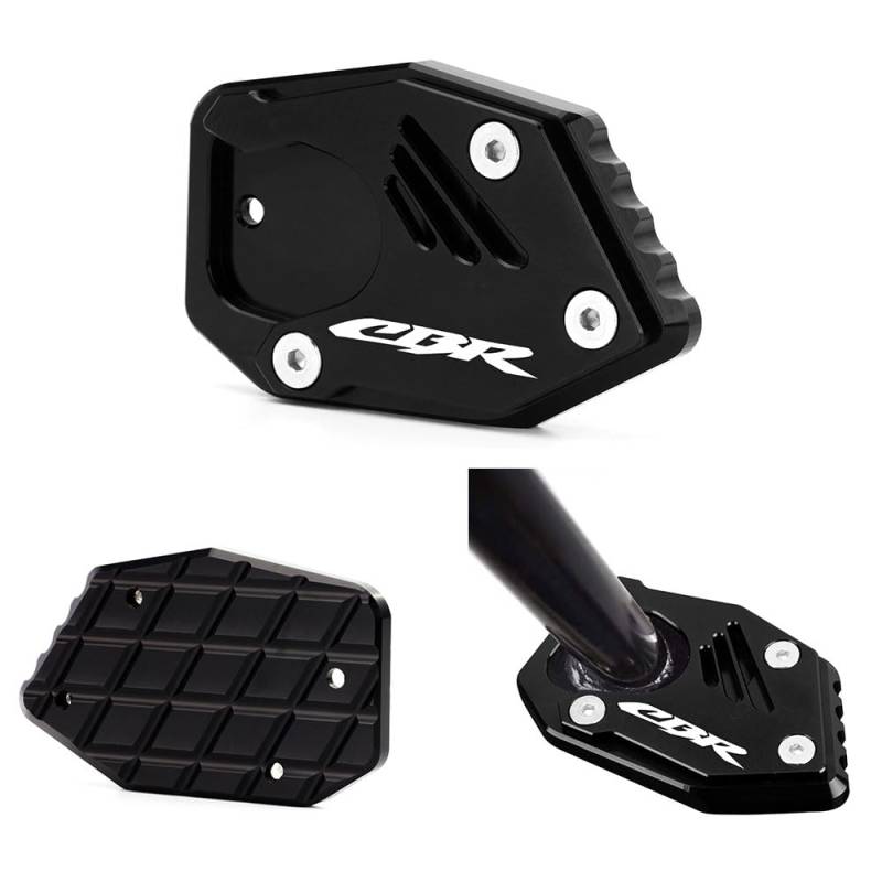 Super Vici Motorrad seitenständer Verlängerungspolster Für Hon.da CBR 300 R 2014-2020 | CBR 500 R 2013-2020 | CBR 650 R 2019-2021 CNC Zubehör (cbr-schwarz) von Super Vici