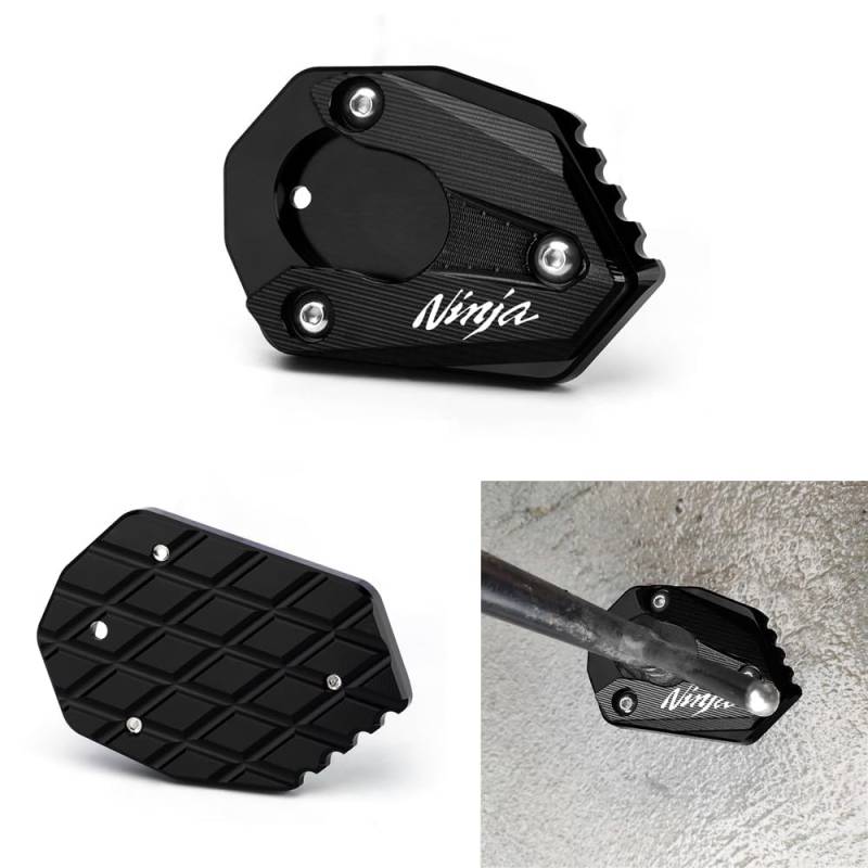 Super Vici Mototorrad Seitenständer Fit Für Kawasaki Z300 Z650 Z800 Z900 Z1000 R SX | NINJA300 NINJA 650 1000 SX | ER6N ER6F ER4F 2021 2022 Ständer FootSide Enlarge Platte Passt Kickstand Pedale BK von Super Vici