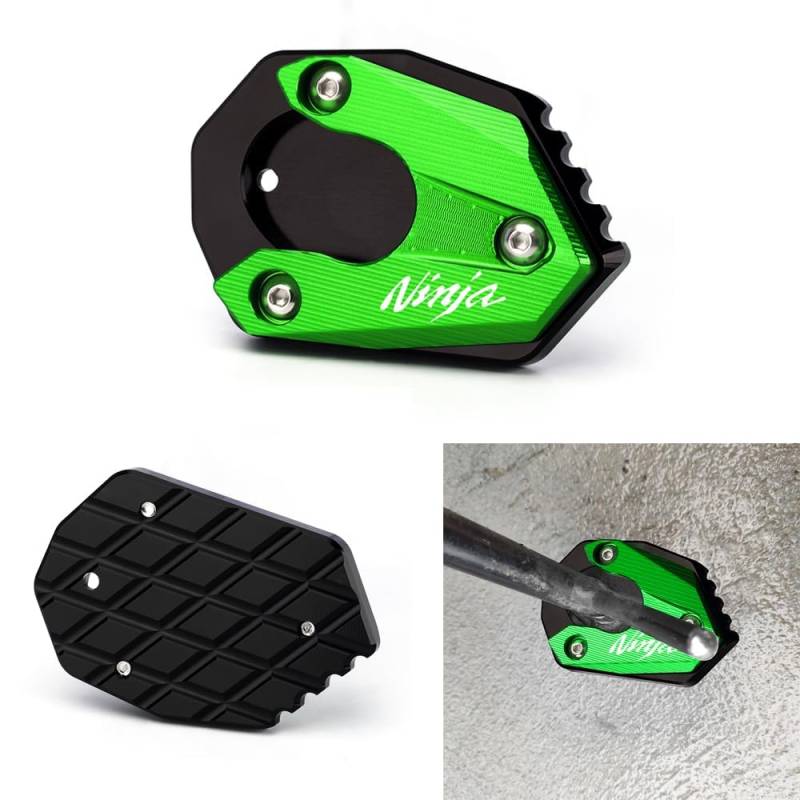 Super Vici Mototorrad Seitenständer Fit Für Kawasaki Z300 Z650 Z800 Z900 Z1000 R SX | NINJA300 NINJA 650 1000 SX | ER6N ER6F ER4F 2021 2022 Ständer FootSide Enlarge Platte Passt Kickstand Pedale GN von Super Vici