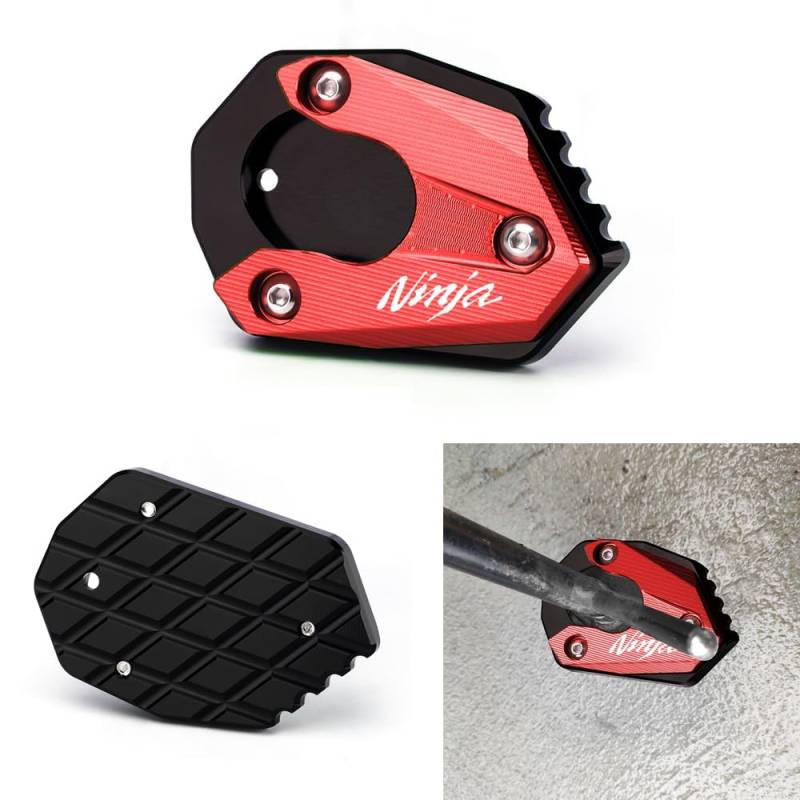 Super Vici Mototorrad Seitenständer Fit Für Kawasaki Z300 Z650 Z800 Z900 Z1000 R SX | NINJA300 NINJA 650 1000 SX | ER6N ER6F ER4F 2021 2022 Ständer FootSide Enlarge Platte Passt Kickstand Pedale RD von Super Vici