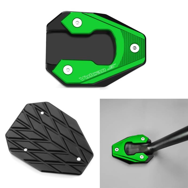 Vici Motorrad Green Seitenständer Fit Für Kawasaki Vulcan S 650 VN650 EN650 2015-2022 2023 2024 | Vulcan Cafe 2018-2022 2023 Ständer Platte Passt Kickstand Pedale von Super Vici