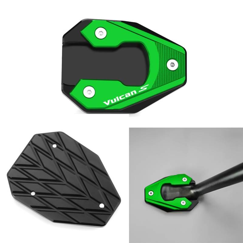 Vici Motorrad Green Seitenständer Fit Für Kawasaki Vulcan S 650 VN650 EN650 2015-2023 2024 | Vulcan Cafe 2018-2022 2023 Ständer Platte Passt Kickstand Pedale von Super Vici