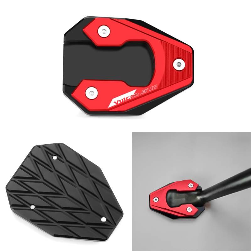 Vici Motorrad Red Seitenständer Fit Für Kawasaki Vulcan S 650 VN650 EN650 2015-2021 2022 2023 2024 | Vulcan Cafe 2018-2022 2023 Ständer Platte Passt Kickstand Pedale von Super Vici