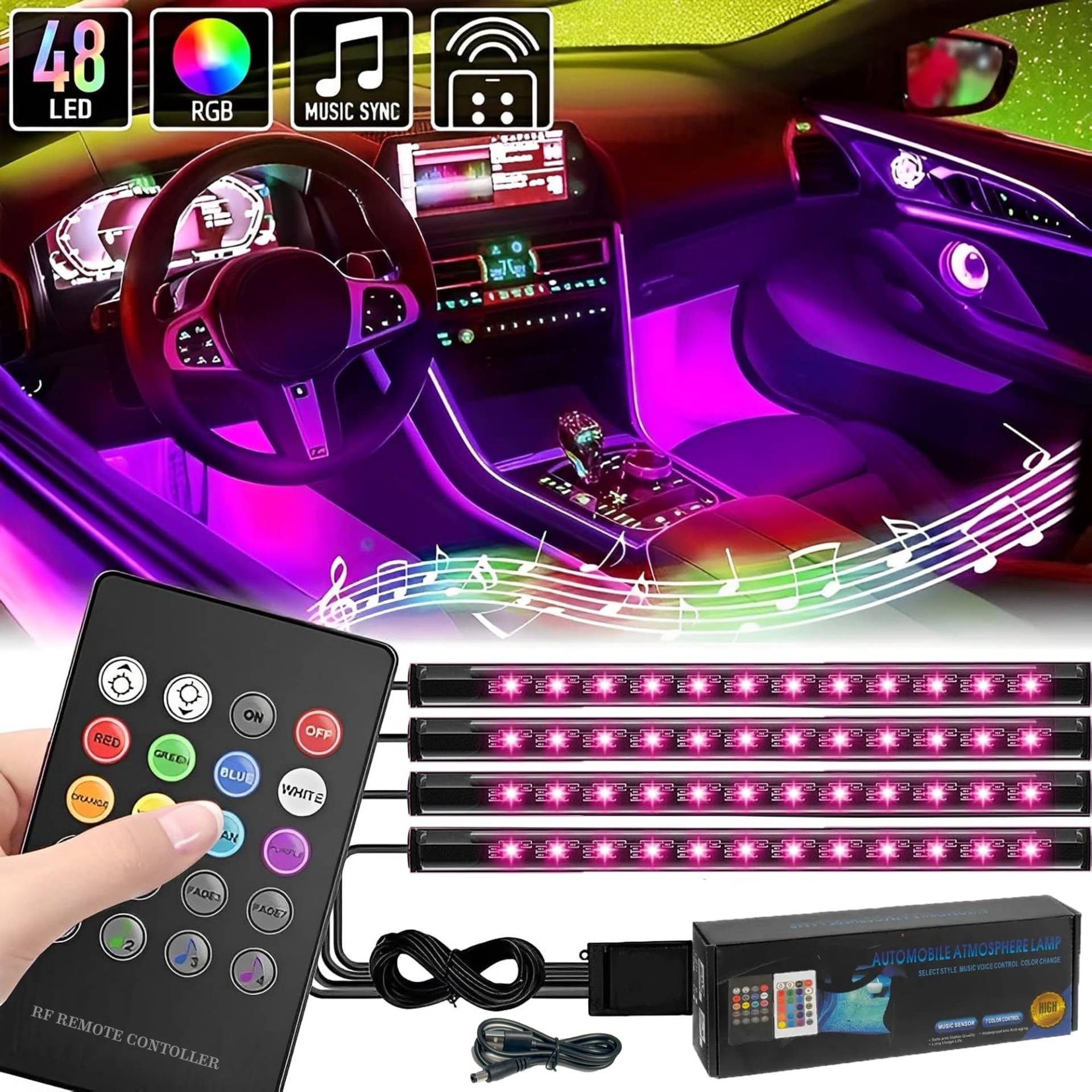 Super Vision Auto LED Innenbeleuchtung wasserdicht LED Strip Steuerbare LED Mehrfarbig Mit Fernbedienung und App von Super Vision