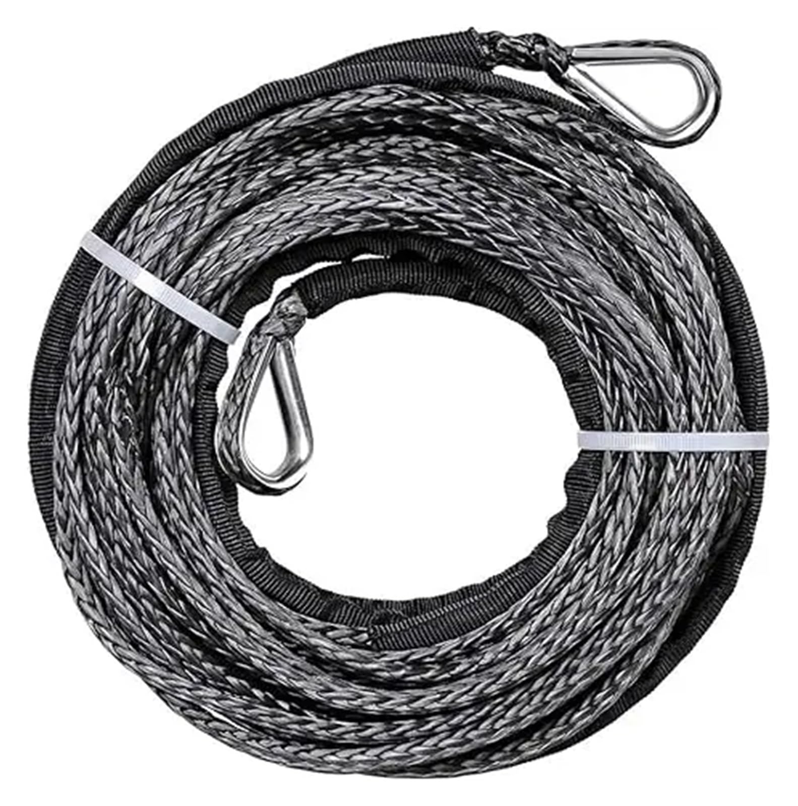 1 STÜCK 50ft 1/4"(15m * 6mm) synthetische Windenseilverlängerung 39" Steinschutz for Offroad-Bergeauto ATV UTV Schneepflug-Abschleppseil for Auto(Black) von Supkancl