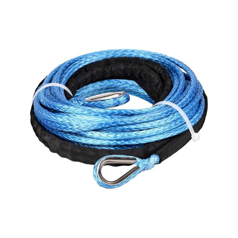 1 STÜCK 50ft 1/4"(15m * 6mm) synthetische Windenseilverlängerung 39" Steinschutz for Offroad-Bergeauto ATV UTV Schneepflug-Abschleppseil for Auto(Blue) von Supkancl