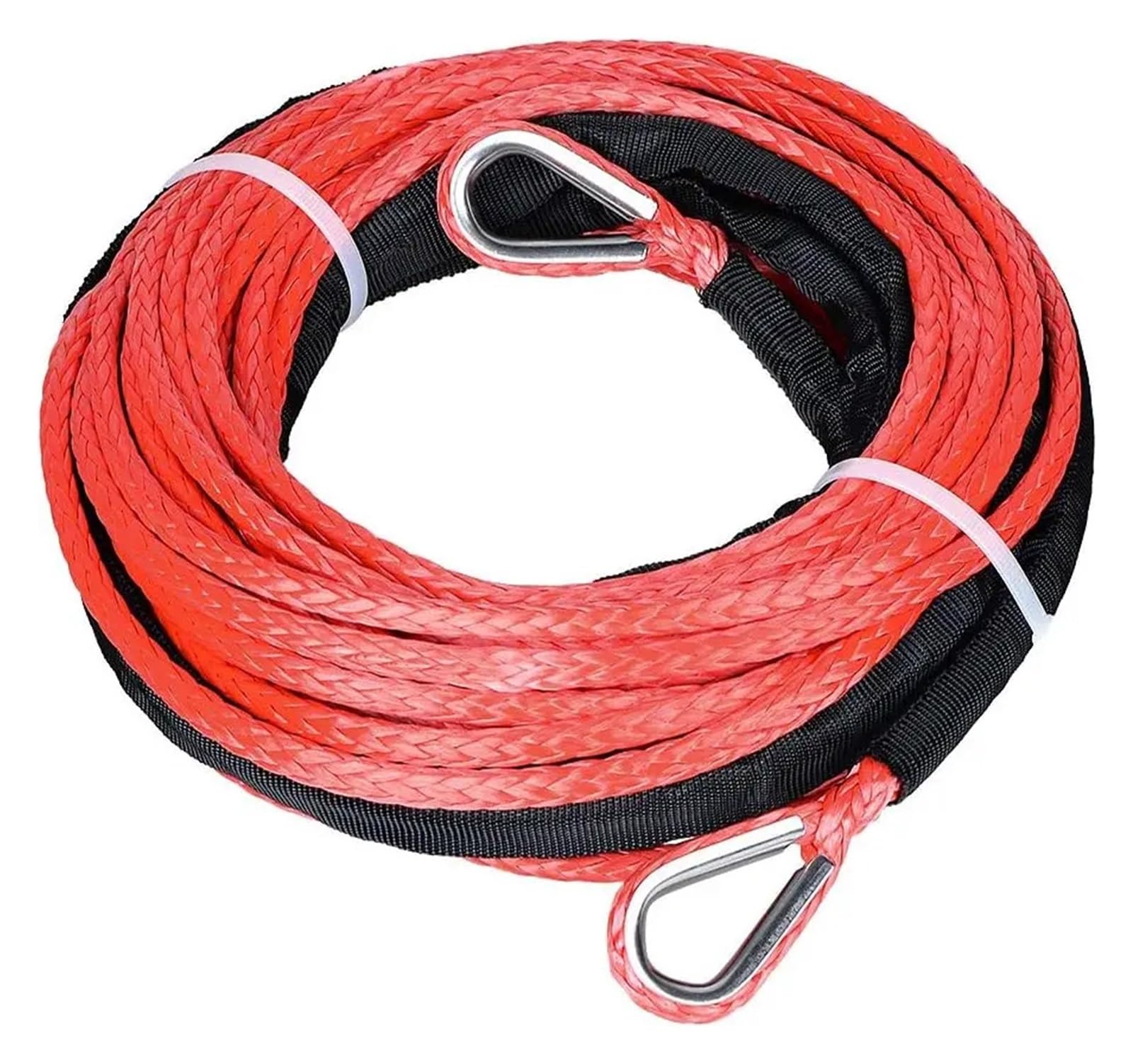 1 STÜCK 50ft 1/4"(15m * 6mm) synthetische Windenseilverlängerung 39" Steinschutz for Offroad-Bergeauto ATV UTV Schneepflug-Abschleppseil for Auto(Red) von Supkancl