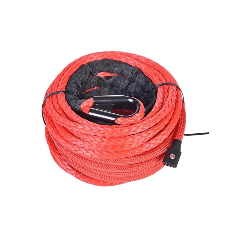 1 Stück 10 mm x 26 m 22.000 Pfund Synthetisches Windenseil mit schwarzer Schutzhülle for ATV, UTV, SUV (schwarz)(Red) von Supkancl