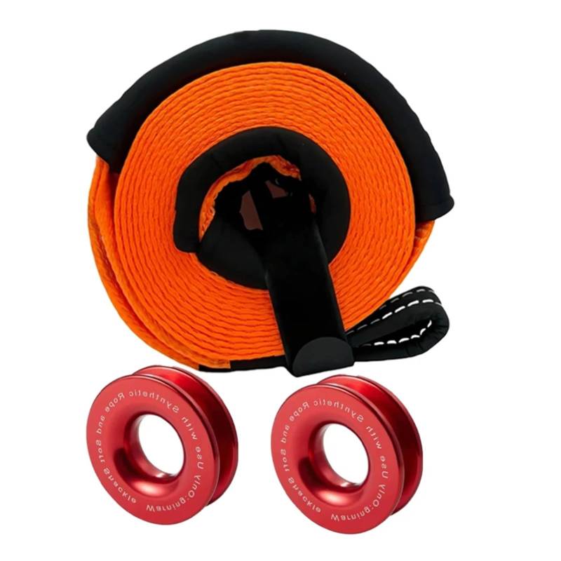 1Set 2''×5m Zugkraft 5 Tonnen Seil Hochleistungs-Abschleppseil for Autos, SUVs und Geländefahrzeuge(Orange-3Pcs) von Supkancl