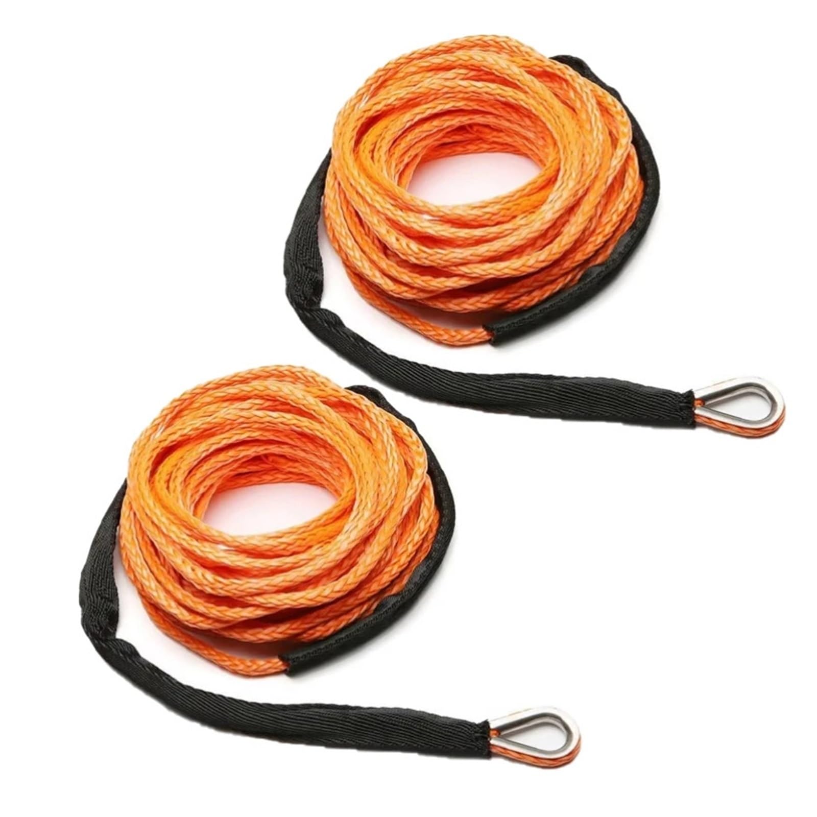 2 Stück Hochleistungs-Windenseil, 1/4 Zoll x 50 Fuß, synthetisch mit Kausche und Hülse – 10.000 Pfund Bruchfestigkeit(Orange-2Pcs) von Supkancl