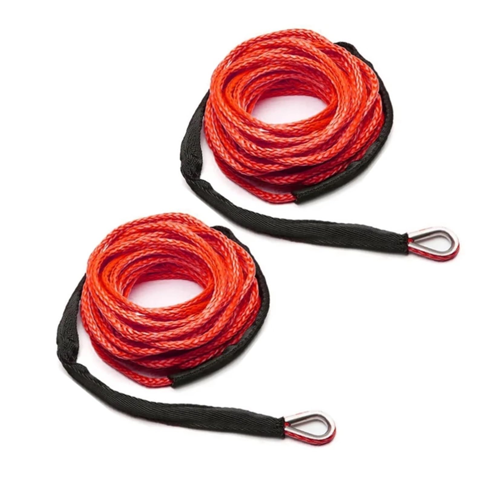 2 Stück Hochleistungs-Windenseil, 1/4 Zoll x 50 Fuß, synthetisch mit Kausche und Hülse – 10.000 Pfund Bruchfestigkeit(Red-2Pcs) von Supkancl