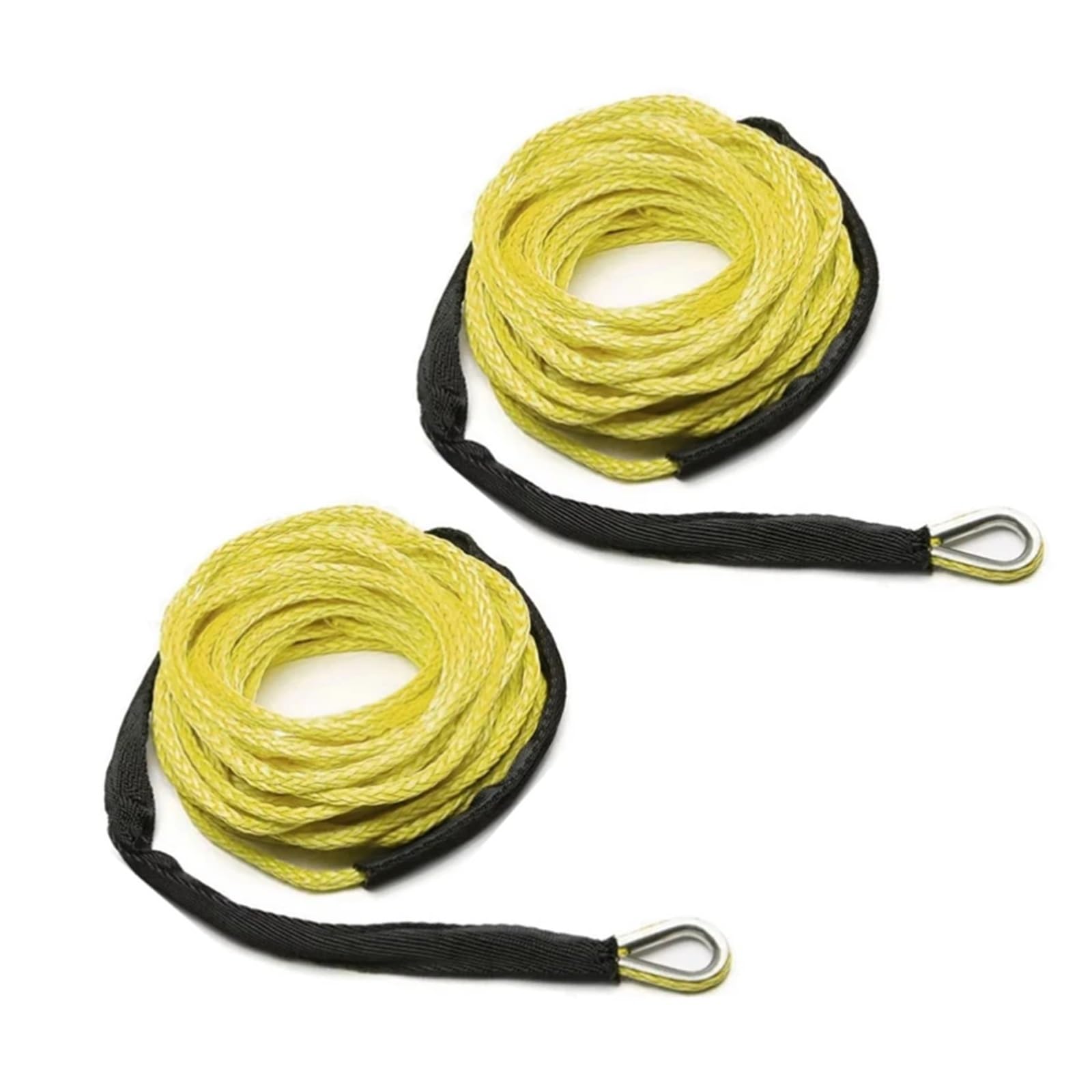 2 Stück Hochleistungs-Windenseil, 1/4 Zoll x 50 Fuß, synthetisch mit Kausche und Hülse – 10.000 Pfund Bruchfestigkeit(Yellow-2Pcs) von Supkancl