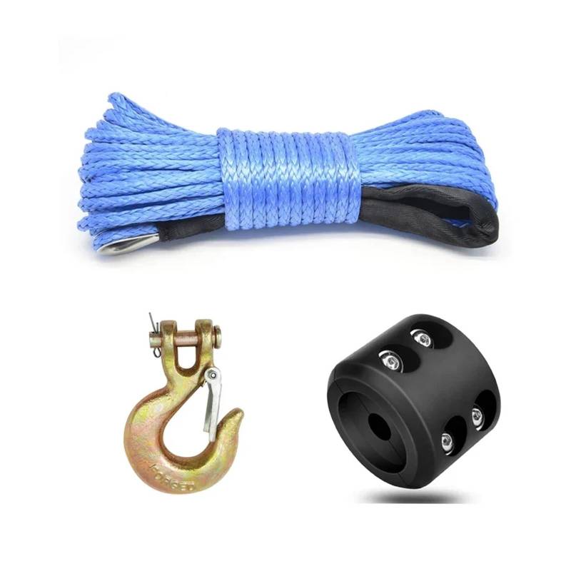 7700LBs Windenleitung Kabel Seilwinden Abschlepphaken Stopper Gummi for ATV SUV UTV Truck Offroad Zubehör Windenseil Schleppgurt(1 Set Blue) von Supkancl