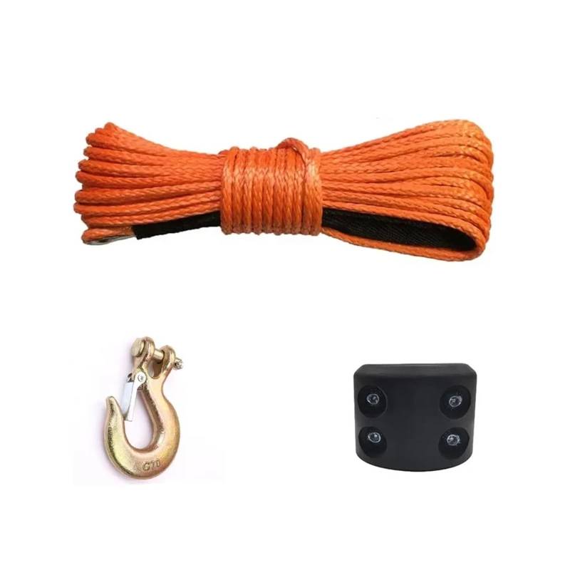 7700LBs Windenleitung Kabel Seilwinden Abschlepphaken Stopper Gummi for ATV SUV UTV Truck Offroad Zubehör Windenseil Schleppgurt(1 Set orange) von Supkancl