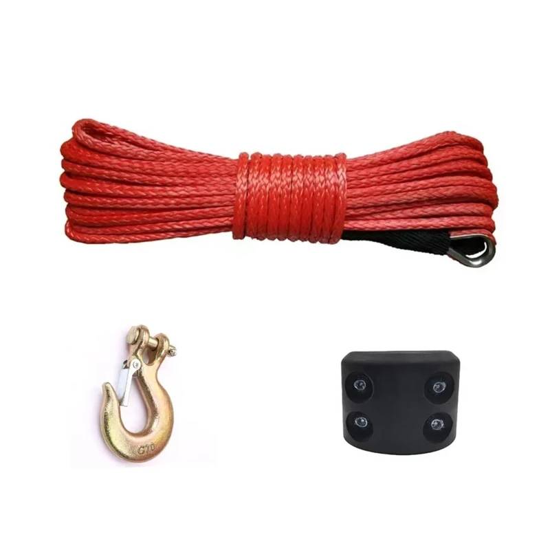 7700LBs Windenleitung Kabel Seilwinden Abschlepphaken Stopper Gummi for ATV SUV UTV Truck Offroad Zubehör Windenseil Schleppgurt(1 Set red) von Supkancl