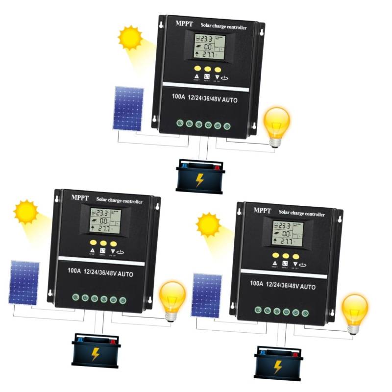 Supvox 3St MPPT-Solarregler 100a 12V/24/V36V/48V (sy48v100a) Laderegler für Solarpanel Solar- Kabel Monitor Auto caakg kunststoffgehäuse Solarregler 12v Solarladeregler Aluminiumprofil von Supvox