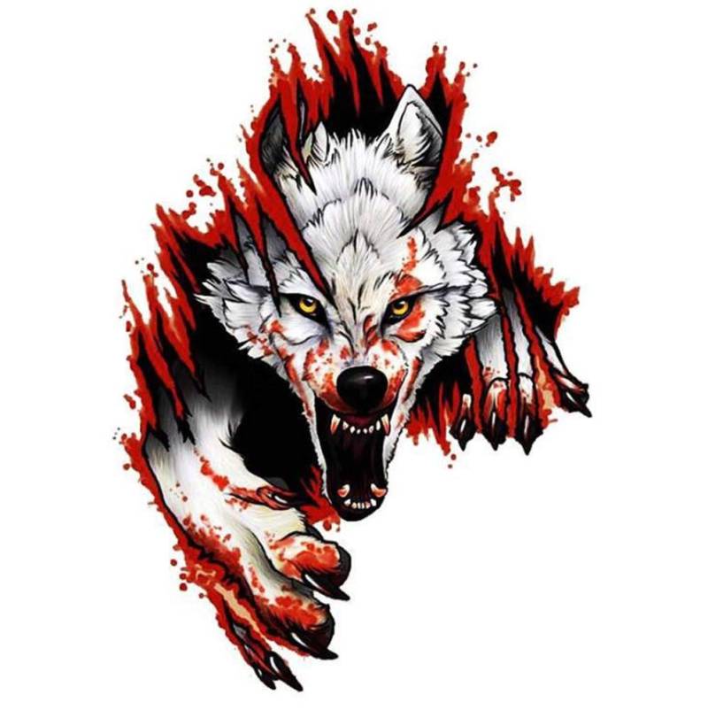 Autoaufklebe 3D Wolf Skopf Aufkleber,1 Stück 3D Wolf Head Aufkleber Sticker Dekoration Aufkleber für Auto,Wolf Decal Car Decal Sticker Vinyl Auto Emblem Aufkleber Tattoo für Auto LKW, 18 * 25CM Links von Surakey