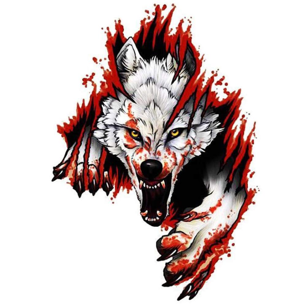 Autoaufklebe 3D Wolf Skopf Aufkleber,1 Stück 3D Wolf Head Aufkleber Sticker Dekoration Aufkleber für Auto,Wolf Decal Car Decal Sticker Vinyl Auto Emblem Aufkleber Tattoo für Auto LKW, 18 * 25CM Recht von Surakey