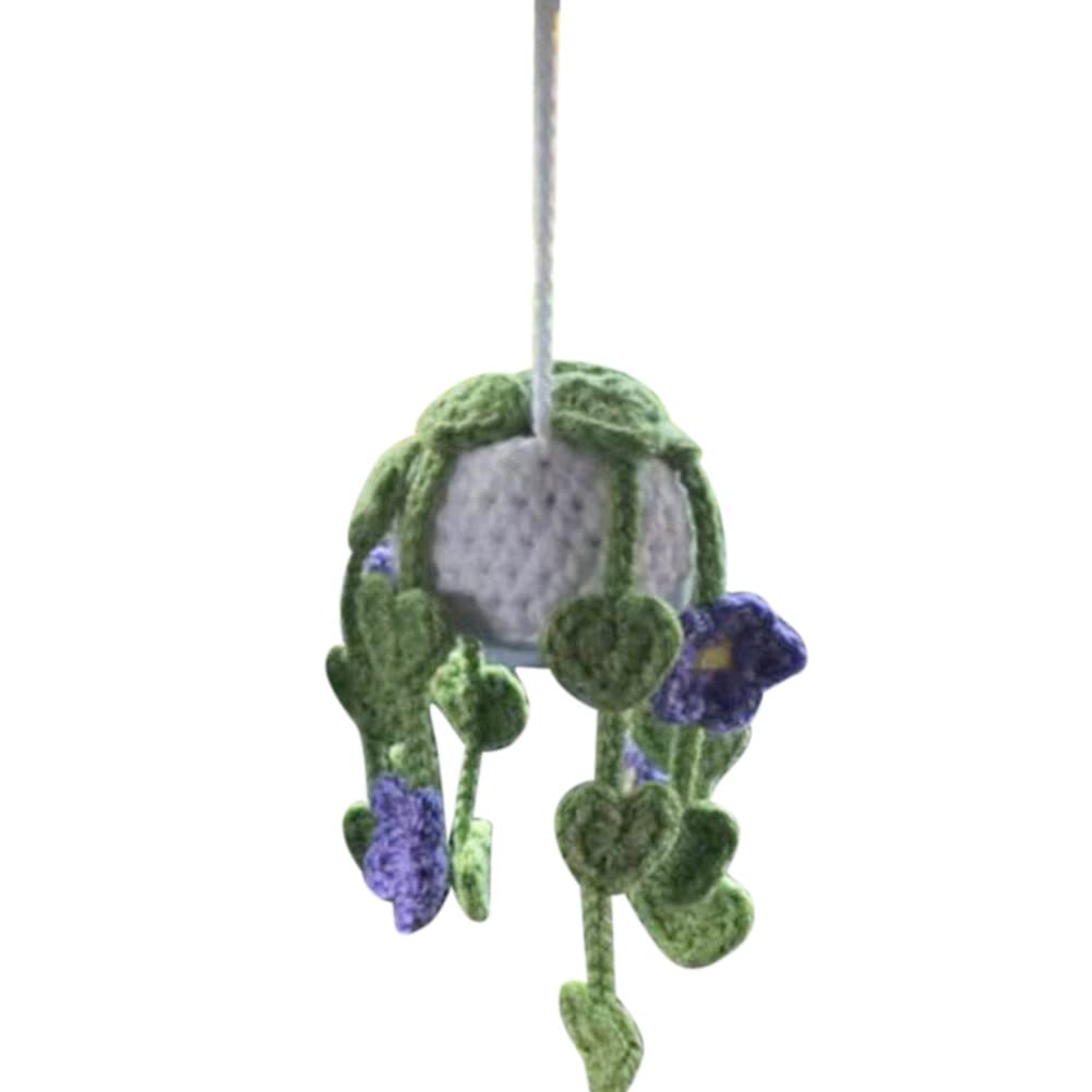 Autospiegel anhänger,Swing Gehäkelt Gestrickte Pflanze Charm Anhänger,Auto Rückspiegel Anhänger,Auto Ornament,Auto Spiegel Aufhängungs Dekoration, Auto-Männer- und Damenzubehör, Auto-Innenausstattung von Surakey