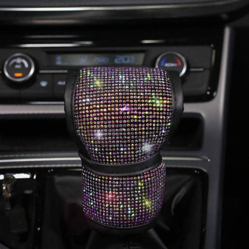 Bling Bling Auto Zubehör Innenraum Frauen,Bling Kristall Schaltknäuf Abdeckung,Luxuriös Glitzer Diamant Universal Auto Schaltsack Schaltknopf Dekoration Auto Schalthebelknauf Dekor für Frauen von Surakey