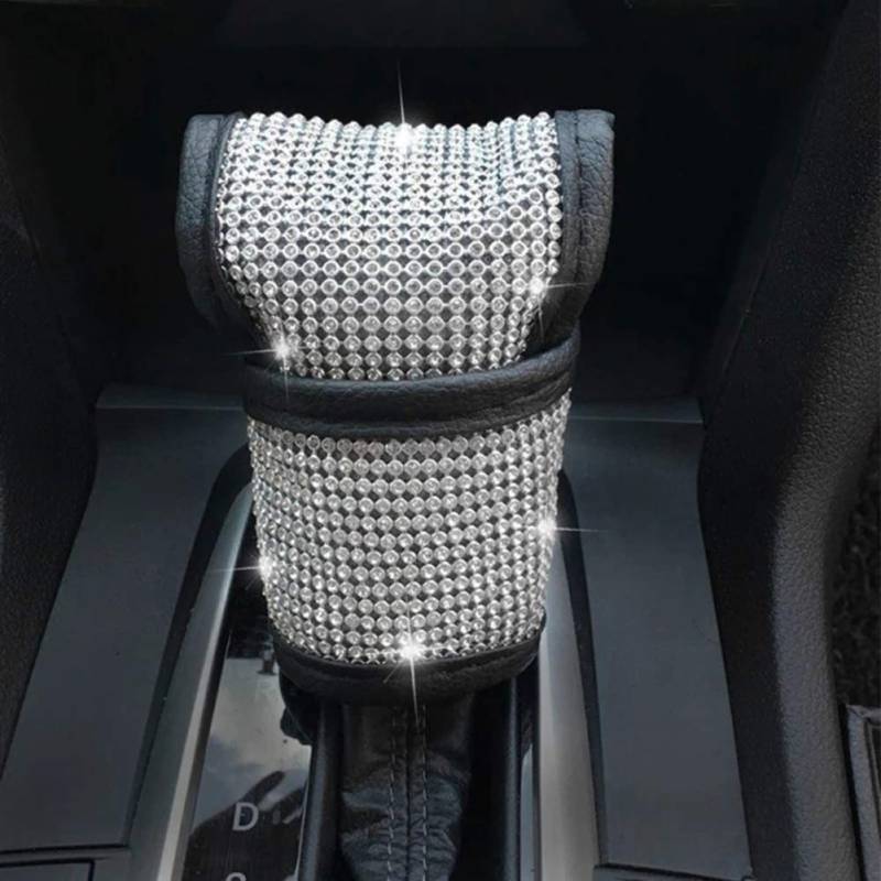 Bling Kristall Schaltknäuf Abdeckung,Bling Bling Auto Zubehör Innenraum Frauen,Luxuriös Glitzer Diamant Universal Auto Schaltsack Schaltknopf Dekoration Auto Schalthebelknauf Dekor für Frauen von Surakey