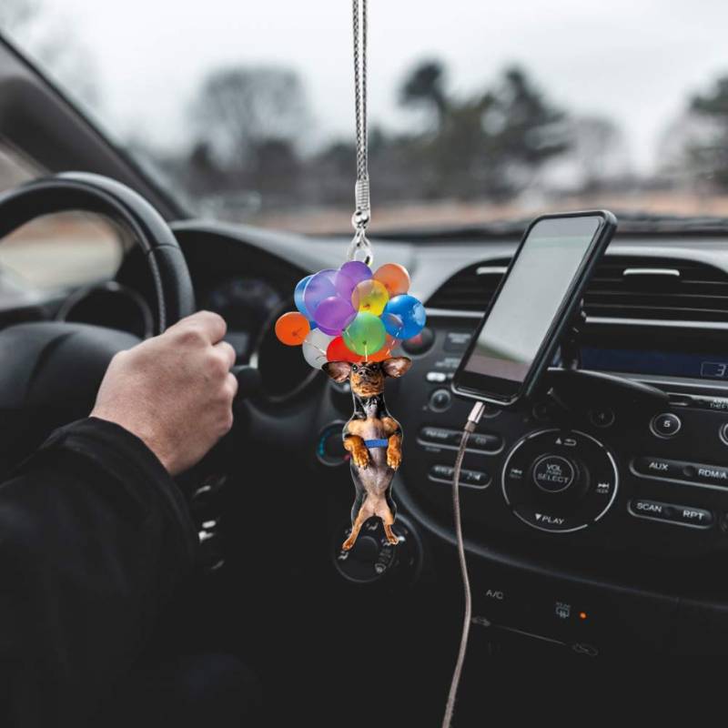 Surakey Nette Katze Auto Hängen Anhänger mit Bunte Ballon,Niedlicher Tier Autospiegel Rückspiegel Ornament Dekoration für Interior Dekor Autodekoration von Surakey