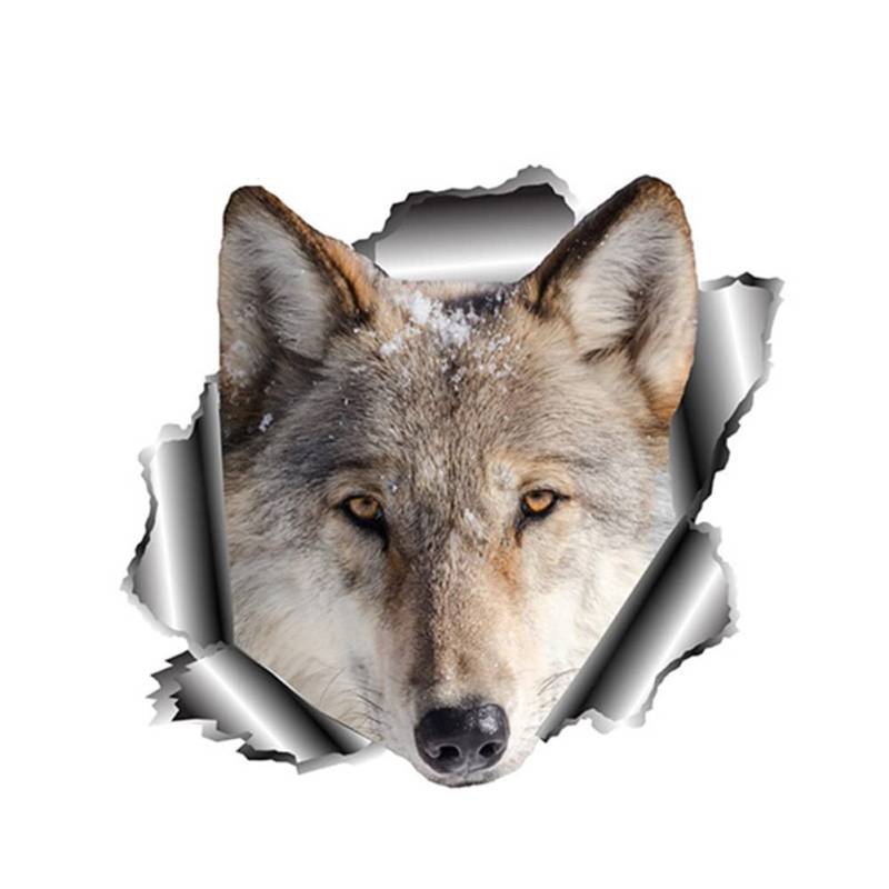 Wolf Kopf Auto Aufkleber,2 Stück Reflektierende Wolf Vinyl Aufkleber, 3D Wolf Realistisch Aufkleber Selbstklebende Wasserdichte Motorhaube Aufkleber Auto Fenster Karosserie Emblem Sticker Auto Styling von Surakey