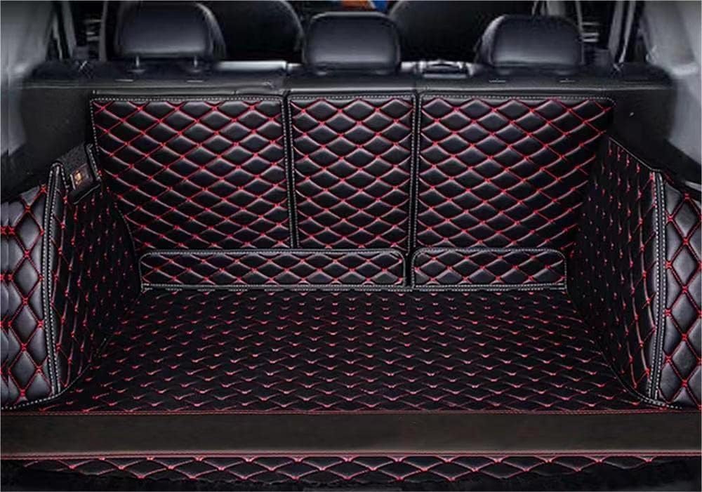 Kofferraumeinlage für Mitsubishi Outlander (5seats) 2016-2018 vollständig abgedecktes Kofferraumpolster, wasserdicht, Kratz- und schmutzabweisend, Leder,D/BlackRed von SureRekS