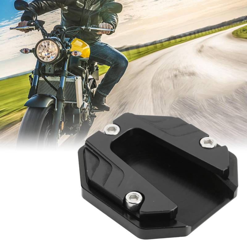 SustVita Anti -Skid -Kickstand -Erweiterung: Motorrad -Seitenstillkissen, Hochfußfuß -Stützplatte für eine erhöhte Stabilität auf weichem Boden (Black) von SustVita