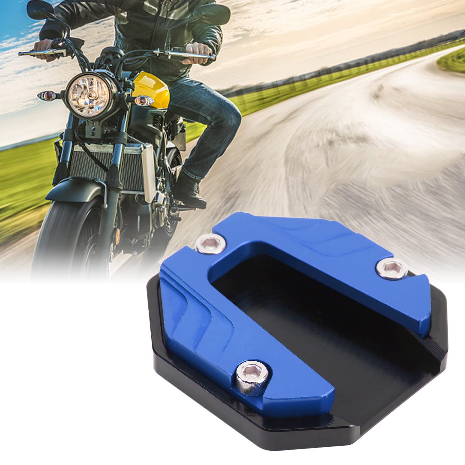 SustVita Anti -Skid -Kickstand -Erweiterung: Motorrad -Seitenstillkissen, Hochfußfuß -Stützplatte für eine erhöhte Stabilität auf weichem Boden (Blue) von SustVita