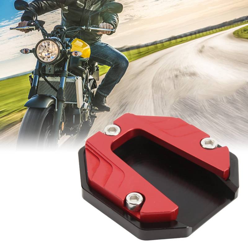 SustVita Anti -Skid -Kickstand -Erweiterung: Motorrad -Seitenstillkissen, Hochfußfuß -Stützplatte für eine erhöhte Stabilität auf weichem Boden (Red) von SustVita