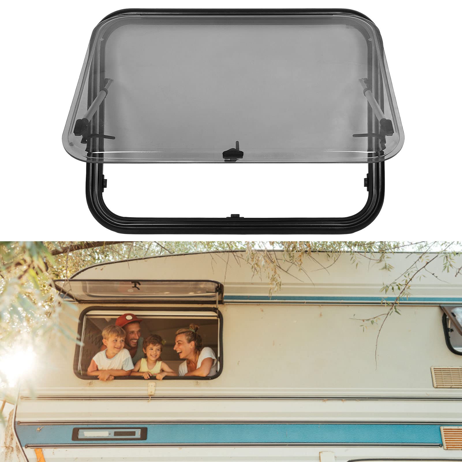 SustVita Push RV Fenster Austausch, 36 x 24 Zoll RV -Notausgangsfenster mit Sonnenvisorvorhang und Bildschirm, Doppelschicht -Acrylglas für Anhänger und Wohnmobile von SustVita