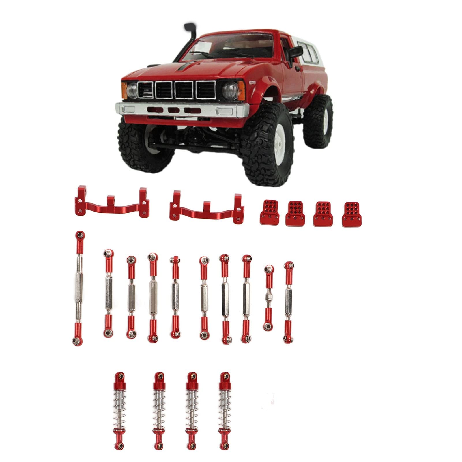 Sustvita Aluminium -Legierung RC -Autoteile, RC -Auto -Pull -Stangen -Kit und Ersatzteile für WPL C24 C14 C14K C24K Modellautos (Red) von SustVita