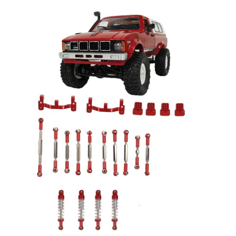 Sustvita Aluminium -Legierung RC -Autoteile, RC -Auto -Pull -Stangen -Kit und Ersatzteile für WPL C24 C14 C14K C24K Modellautos (Red) von SustVita