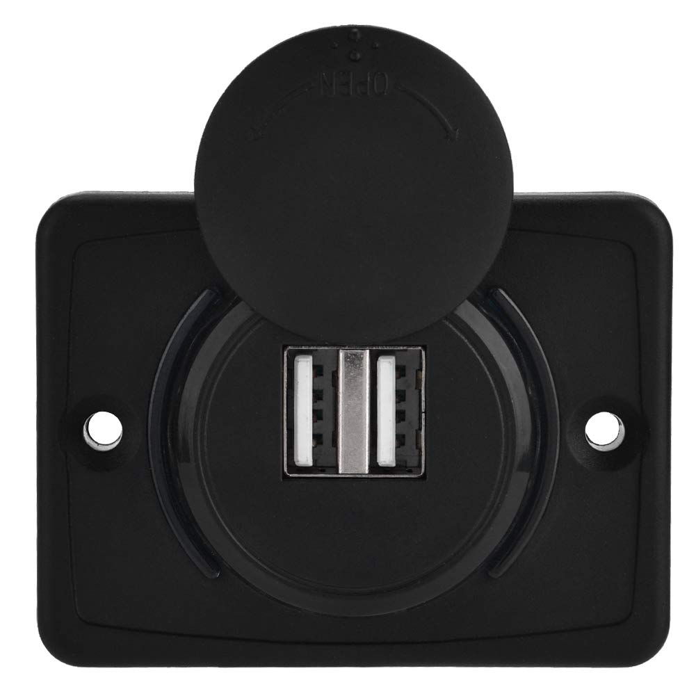 Sustvita Car USB -Ladegerät, 3,1A Dual USB Ladegerät Socket Outlet mit wetterfestem 12V -LED -Schwarz -ABS -Design von SustVita