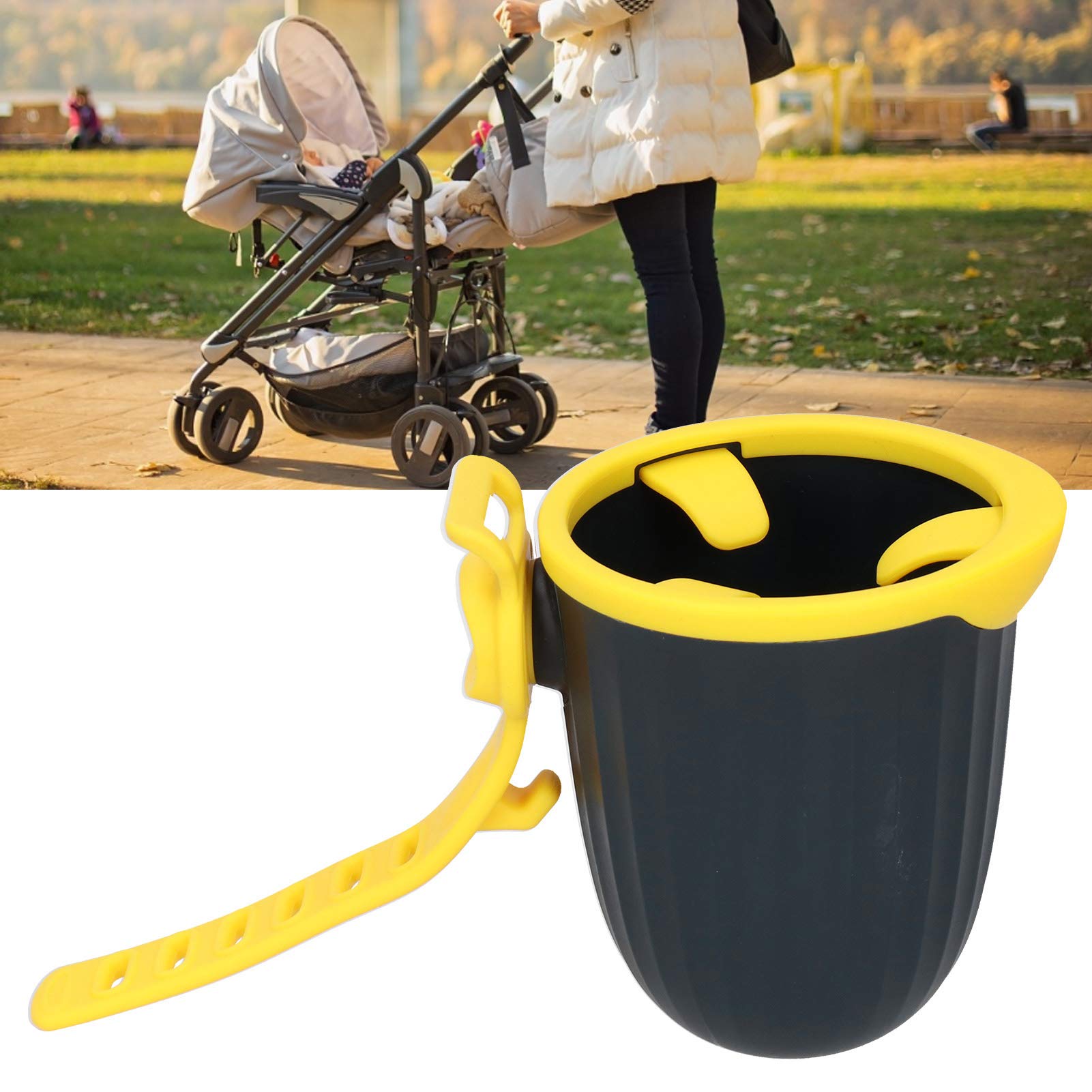 Sustvita Verstellbarer Kinderwagen -Cup -Halter, einfache Installation von Rollstuhl- und Scooter -Cup -Halter, vielseitig schwarz graues Design für alle Arten von Mobilitätshilfen (Navy Turmeric) von SustVita