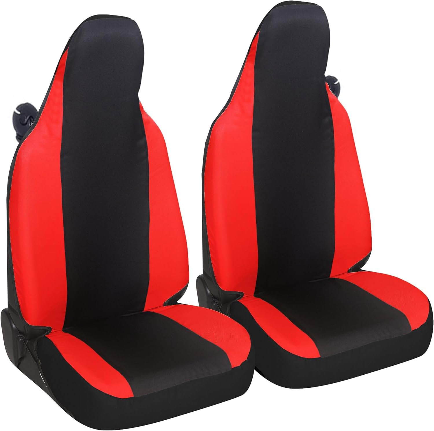 Susy Shop Autositzbezüge, kompatibel mit Smart fortwo, 450 451 und 453, Set mit 2 Vordersitzbezügen aus Polycotton (Schwarz/Rot) von Susy Shop