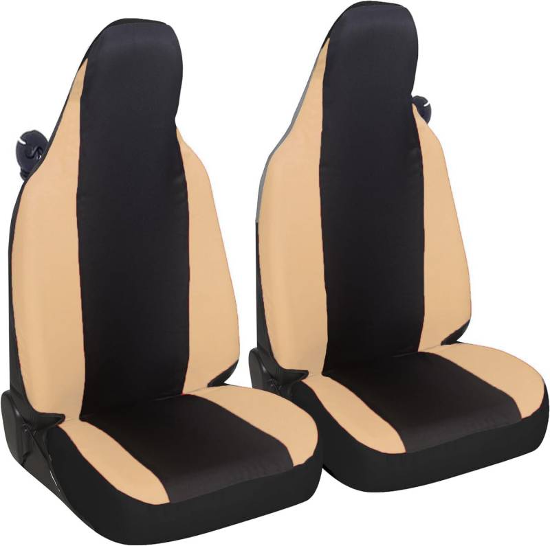 Susy Shop Autositzbezüge, kompatibel mit Smart fortwo, 450 451 und 453, Set mit 2 Vordersitzbezügen aus Polycotton (Schwarz/Beige) von Susy Shop