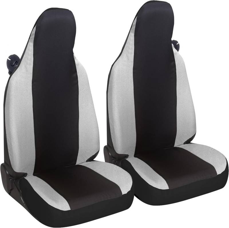 Susy Shop Autositzbezüge kompatibel für Smart fortwo, 450 451 und 453, Set mit 2 Vordersitzbezügen aus Polycotton (Schwarz/Hellgrau) von Susy Shop