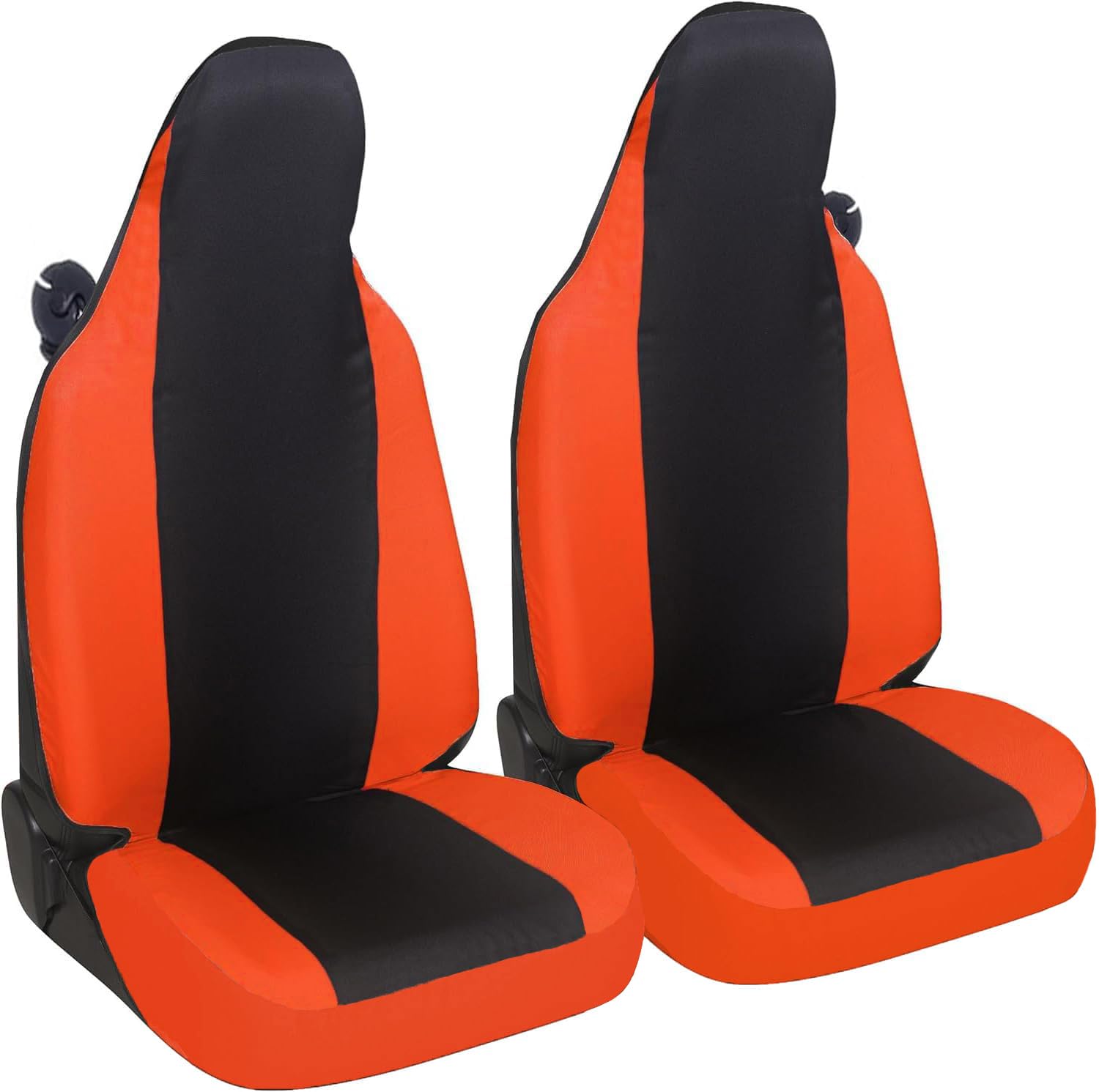 Susy Shop Autositzbezüge, kompatibel mit Smart fortwo, 450 451 und 453, Set mit 2 Vordersitzbezügen aus Polycotton (Schwarz/Orange) von Susy Shop