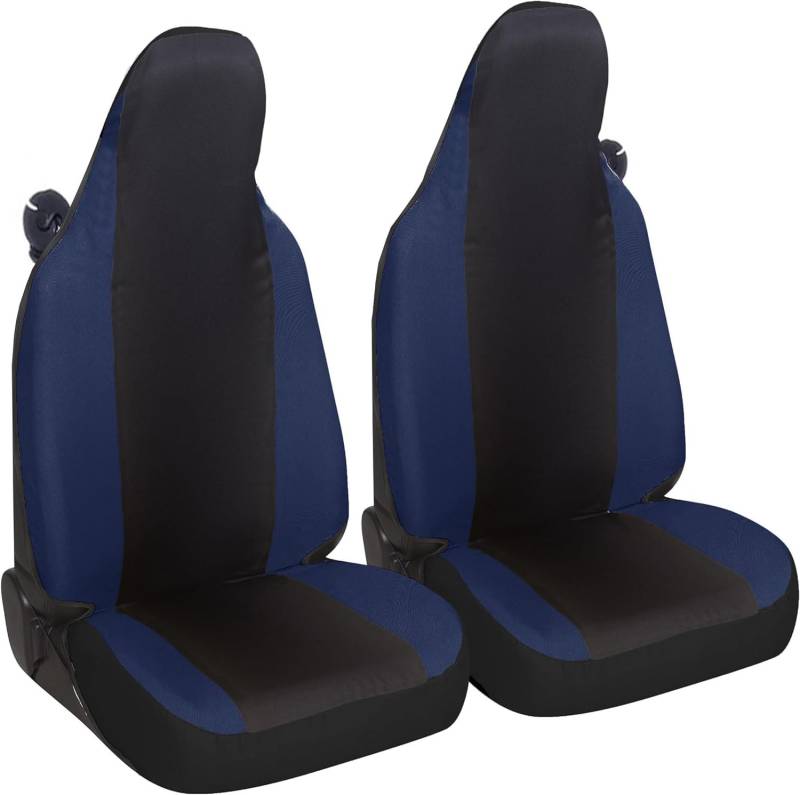 Susy Shop Autositzbezüge kompatibel für Smart fortwo, 450 451 und 453, Set mit 2 Vordersitzbezügen aus Polycotton (Schwarz/Dunkelblau) von Susy Shop