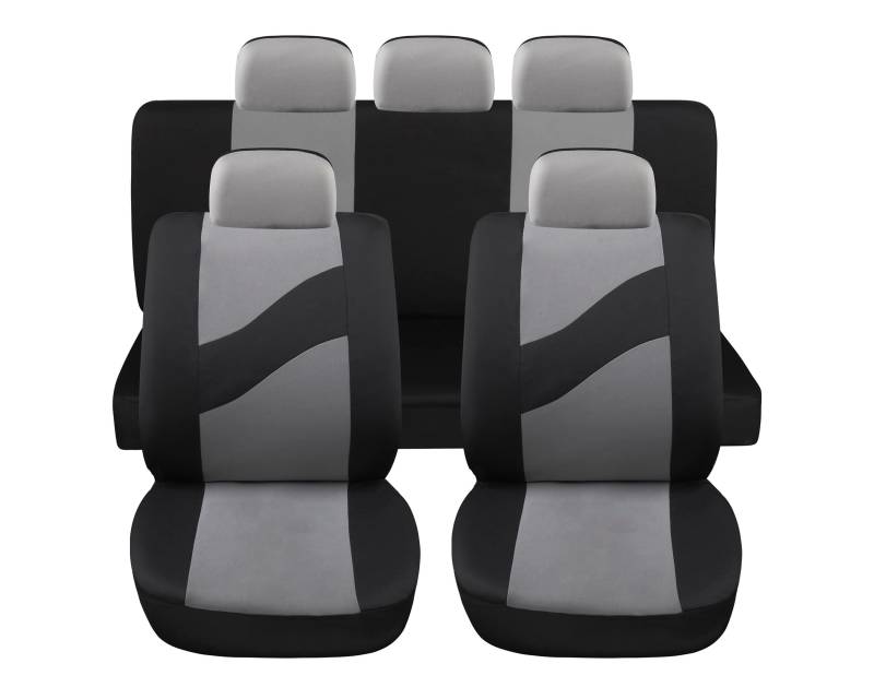 Susy Shop Universal-Autositzbezüge LS08, Auto Zubehör | Komfortables Vorder- und Rücken-Set | Schutz für kleine mittelgroße Sitze | kein Suv (Grau) von Susy Shop