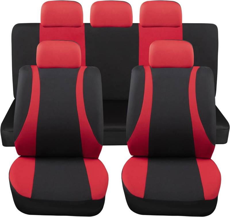 Susy Shop Universal Autositzbezüge-Set vorne und hinten, bequem und atmungsaktiv, Schutzbezüge für mittelgroße Nutzsitze, kein SUV (LS10-ROT) von Susy Shop