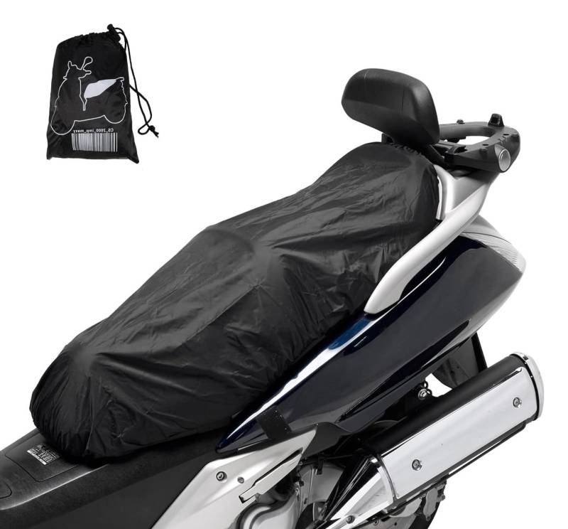 Susy Shop Universeller wasserdichter Sattelbezug mit Tasche | Schwarz | anpassbarer Sattelbezug für Roller Motorrad | Motorradzubehör Größe M (72 cm x 45 cm) von Susy Shop