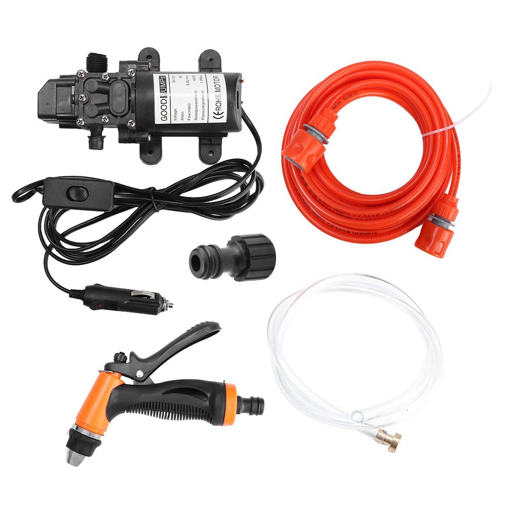 Suuonee Autowaschsprühgerät, 12V Elektroauto Hochdruckreiniger Sprayer Power Pump System Kit Autowasch-Reinigungswerkzeug, schwarz von Suuonee