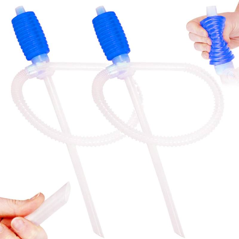 Suuwwn Handpumpe Umfülllpumpe Ölpumpe Absaugpumpe mit Siphon,2Pcs Universal Benzinpumpe Hand Kraftstoff Umfüllpumpe Öl Absaugpumpe Siphon Pumpe für Benzin Auto Wasser Öl Flüssigkeit (Blau) von Suuwwn