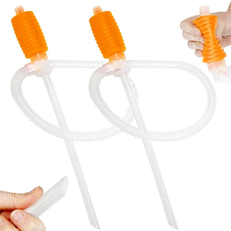 Suuwwn Handpumpe Umfülllpumpe Ölpumpe Absaugpumpe mit Siphon,2Pcs Universal Benzinpumpe Hand Kraftstoff Umfüllpumpe Öl Absaugpumpe Siphon Pumpe für Benzin Auto Wasser Öl Flüssigkeit (Orange) von Suuwwn