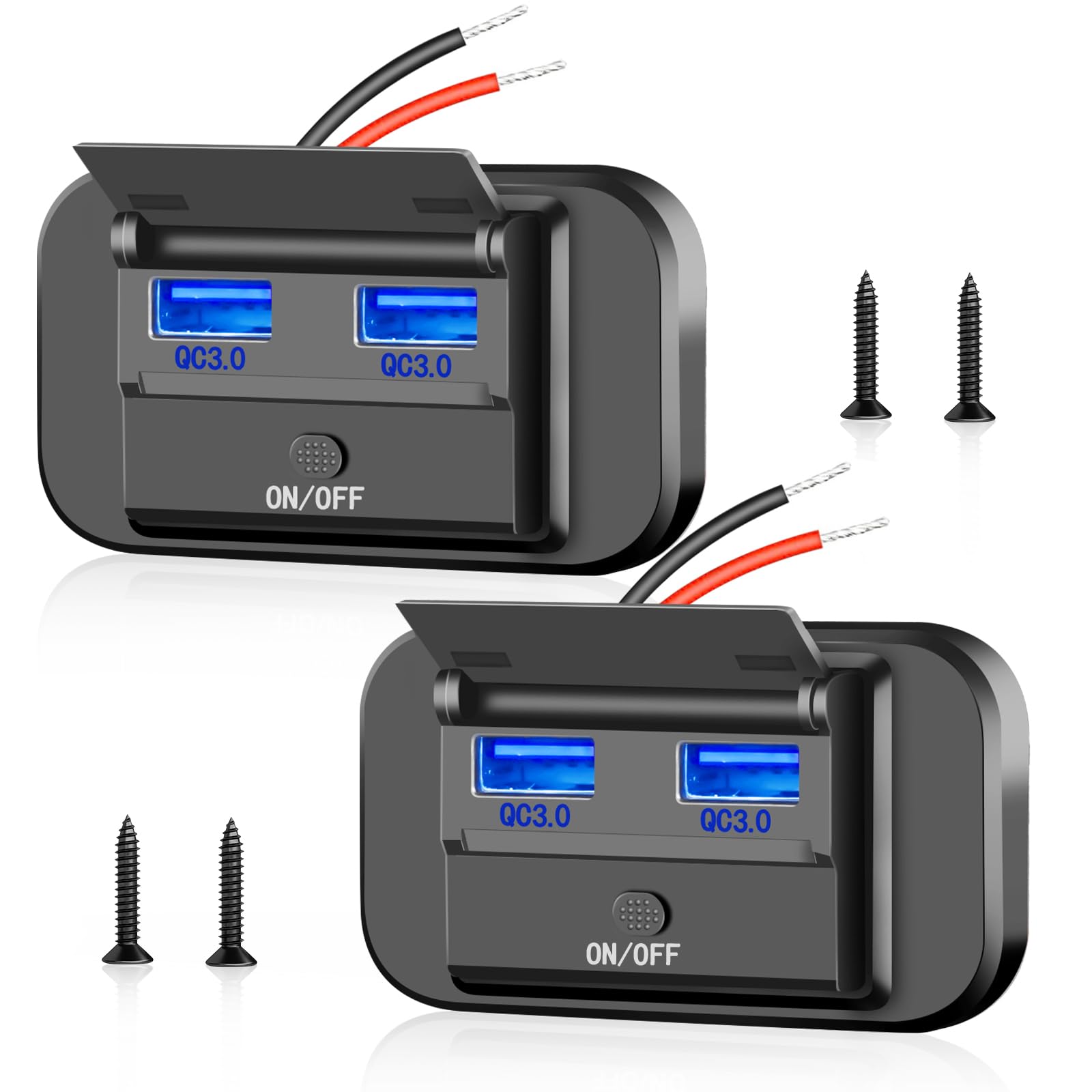 USB Steckdose 12V Wohnmobil, 12V USB Steckdose Ladebuchse Auto Ladegerät 36W QC3.0 USB Einbaubuchse 12V Wasserdicht mit Schalter für Wohnmobil Auto Boot LKW von Sweetone