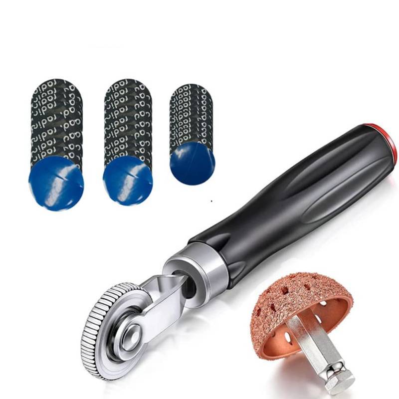 Swiixxer 32-Teiliges Reifenreparatur-Flicken-Werkzeug-Set, Reifenflicken-Roller mit Reifenpuffer, Rad- und Reifenreparatur-Flicken für PKW, 42 Mm von Swiixxer