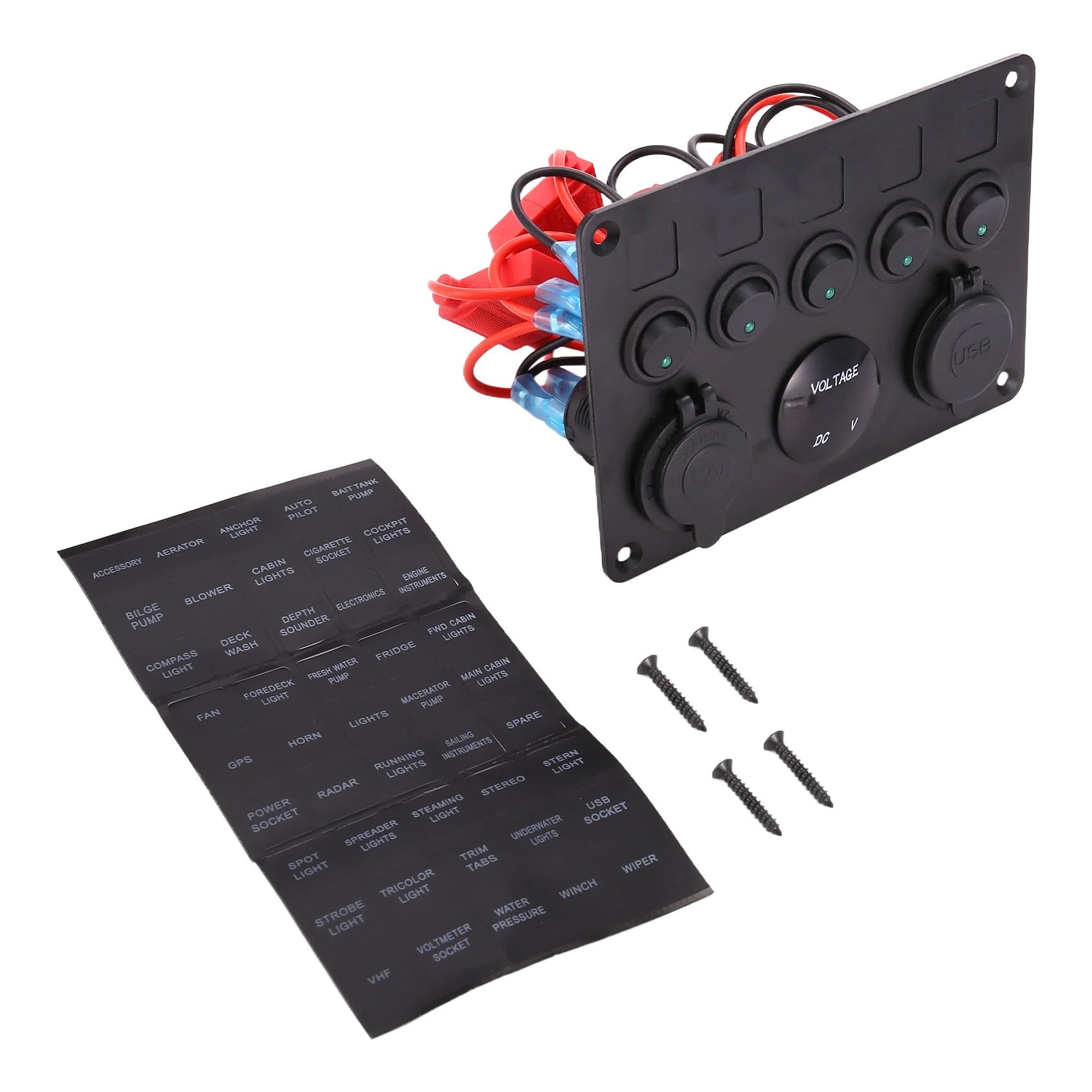 Swiixxer 5 Gang 12V / 24V Inline Sicherungs Kasten LED Schalt Tafel Dual USB Auto Boot Truck von Swiixxer